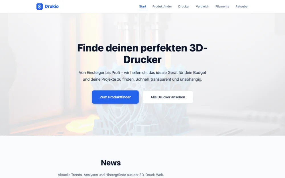 Drukio website built with Foliovo